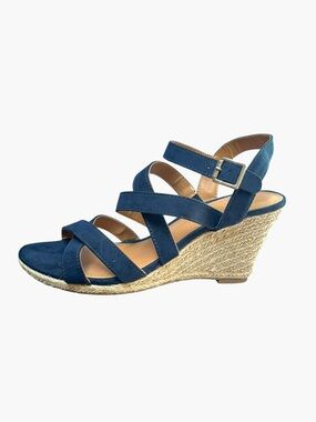 DV 8 dark blue wedge espadrille sandals size 9